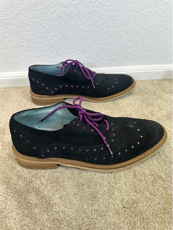 Giorgio Brutini Sz 10 Black Suede Wingtip Oxford Purple Accents Derby Preppy main image 7
